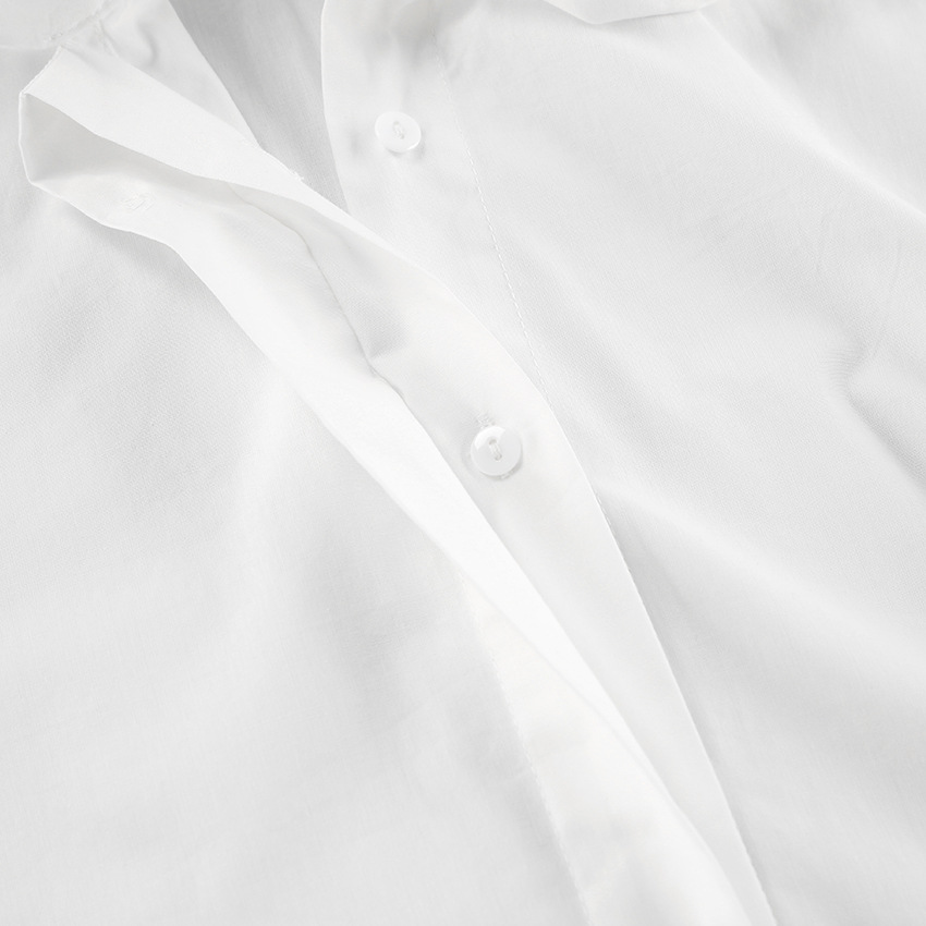 Witte Cropped Blouse Dames met Strikdetail | Lange Mouw en Hoge Kraag