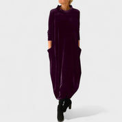 Comfy Luxe Huisjurk Dames – Oversized Velvet Lounge Jurk met Zakken