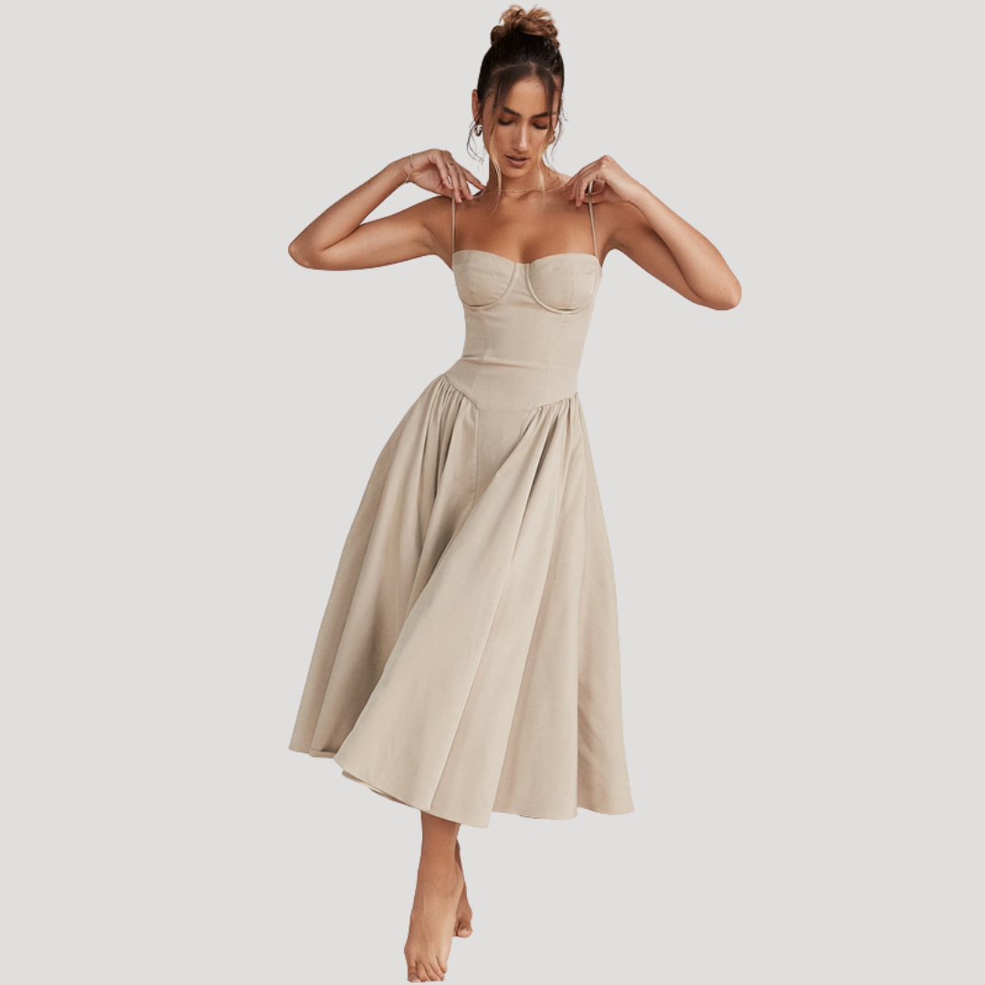 Midi Jurk met Gestructureerd Silhouet