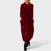 Comfy Luxe Huisjurk Dames – Oversized Velvet Lounge Jurk met Zakken