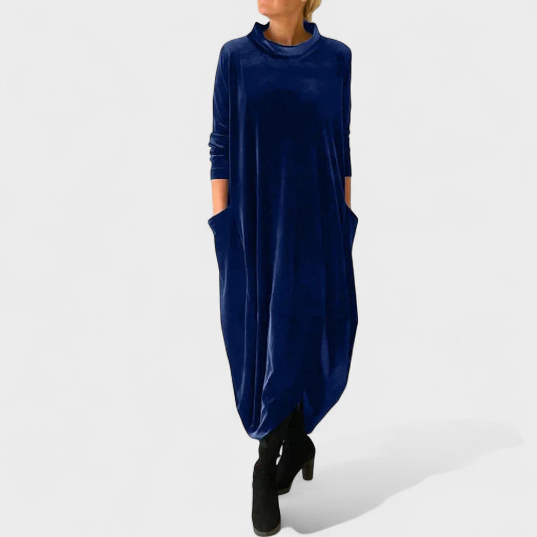 Comfy Luxe Huisjurk Dames – Oversized Velvet Lounge Jurk met Zakken