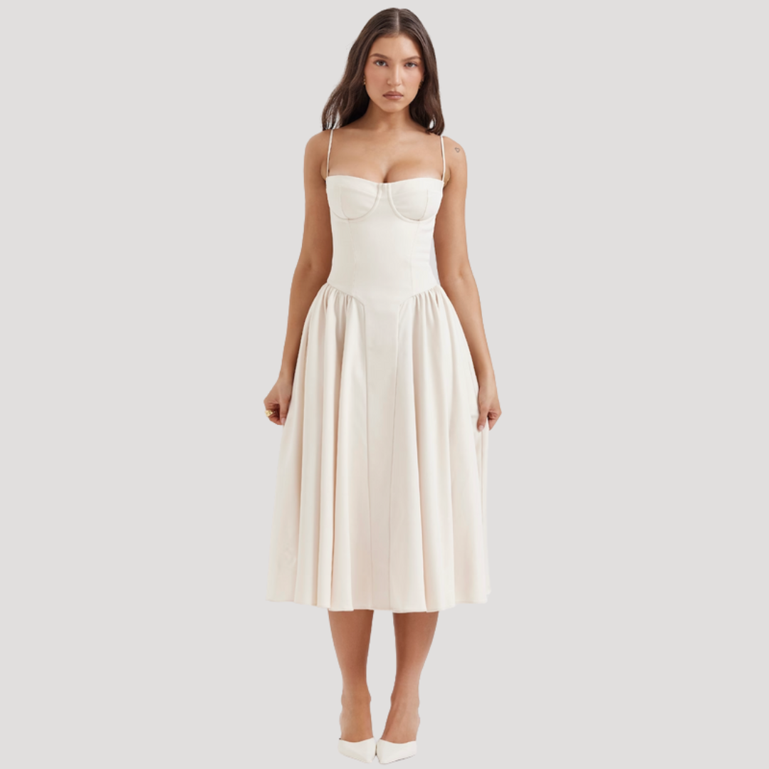 Midi Jurk met Gestructureerd Silhouet