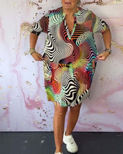 Dames zomerjurk maxi V-hals artistieke print