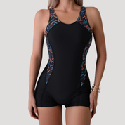 Dames zwempak met korte broek in blauw of zwart