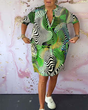 Dames zomerjurk maxi V-hals artistieke print