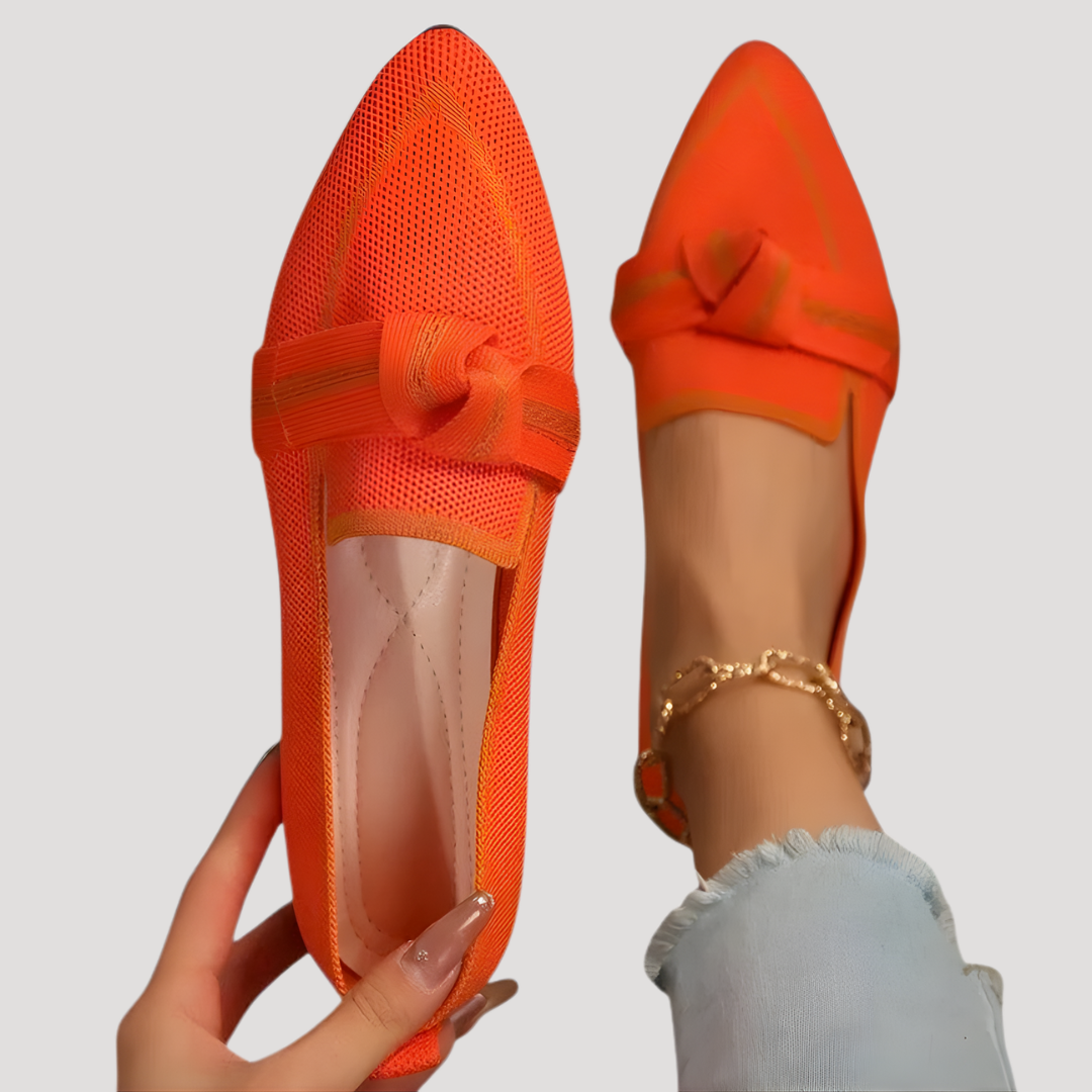 Dames ballerina's met strikdetail slip-on loafers
