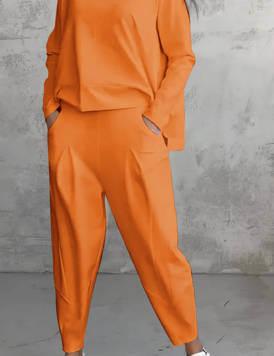 Tweedelige Dames Set Ruime Pasvorm | Oversized Top Boothals en Joggingbroek