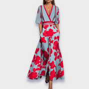 Maxi Jurk Dames Bloemenprint – Lange V-hals Jurk Zomer & Feest