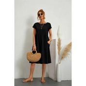 Dames zomerjurk midi met korte mouwen