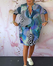 Dames zomerjurk maxi V-hals artistieke print