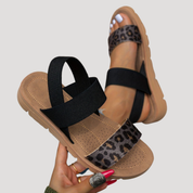 Dames sandalen met leopardprint en kruisbandjes