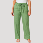 Dames linnen broek met trekkoord en elastische taille zomer