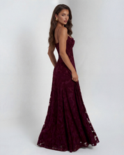 Dames avondjurk maxi met kanten bloemenprint en bandjes
