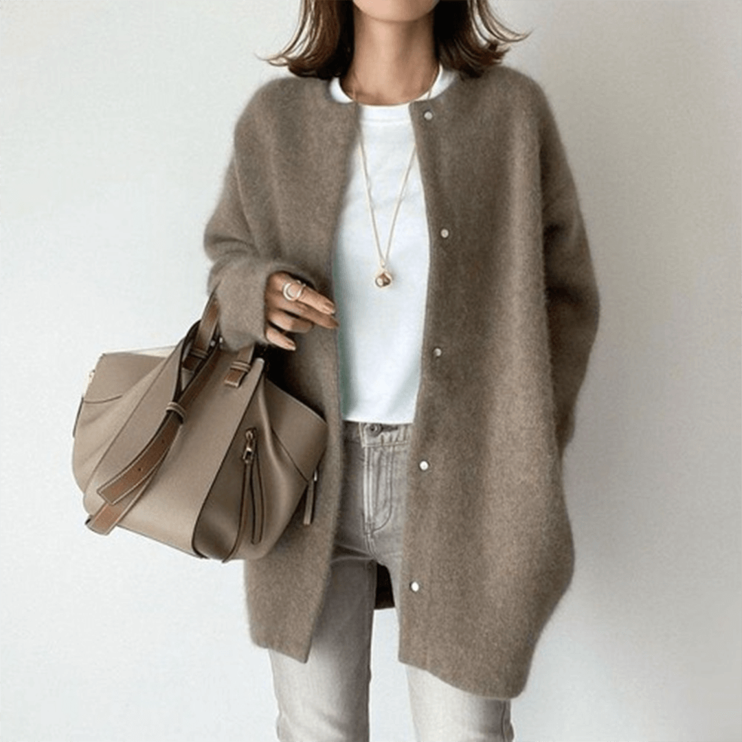 Lange dames winter cardigan | Zacht pluizig vest
