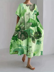 Dames midi zomerjurk met botanische bloemenprint