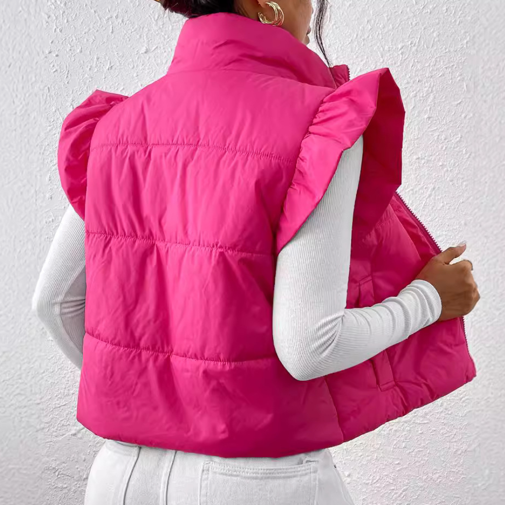 Dames bodywarmer met pofmouwtjes voor lente en zomer