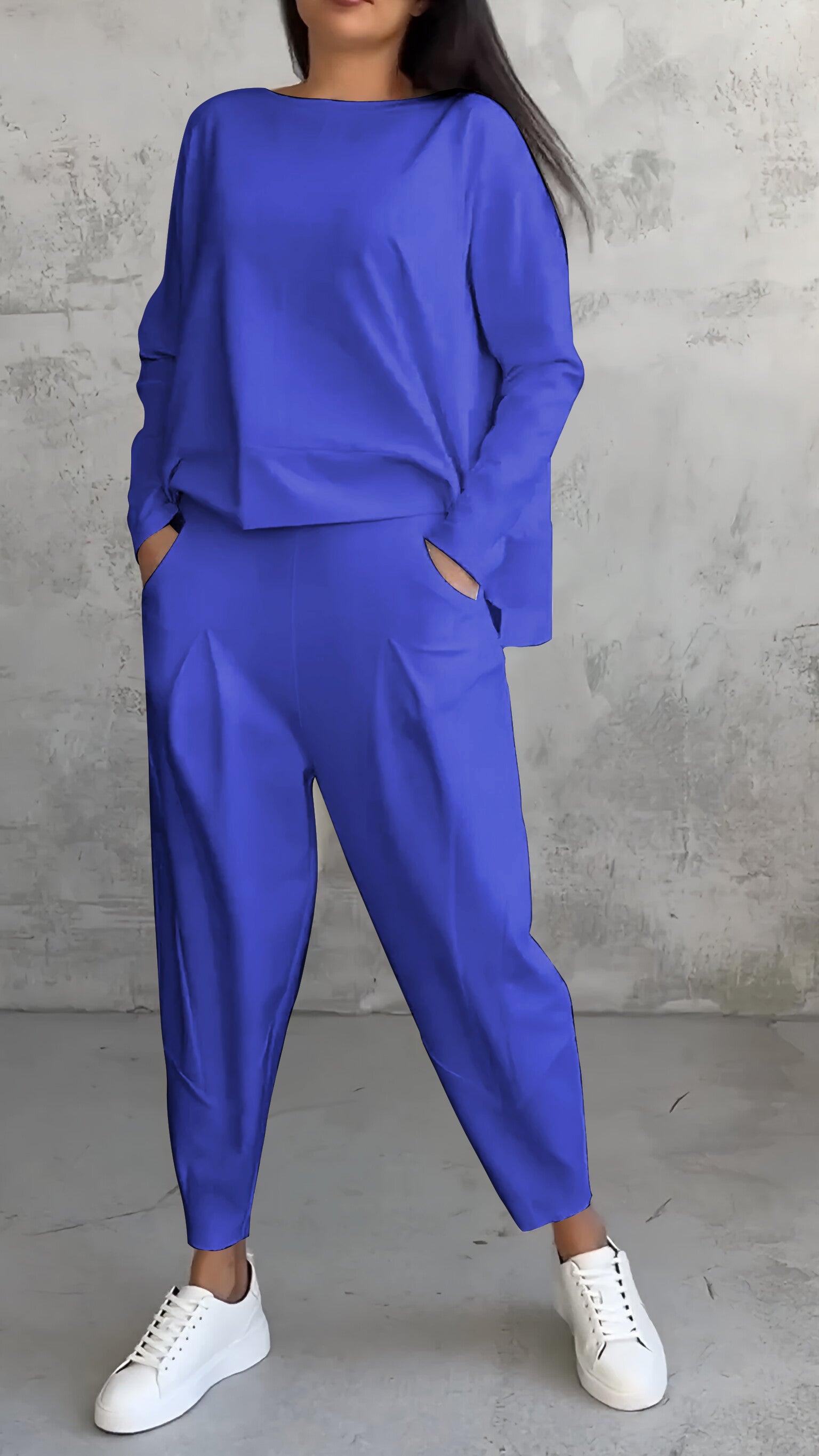Tweedelige Dames Set Ruime Pasvorm | Oversized Top Boothals en Joggingbroek
