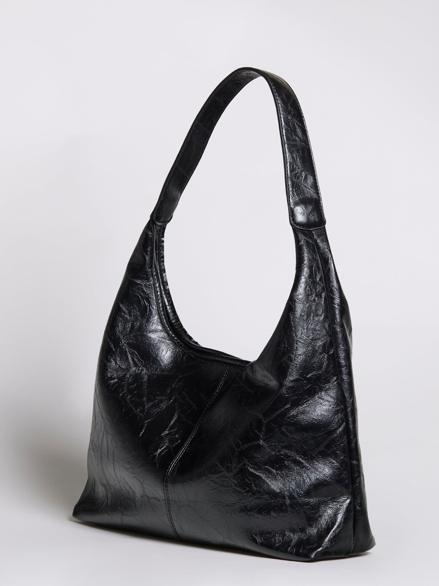 Grote Dames Schoudertas Glanzende Afwerking | Ruime Leren Look Tas met Pouch