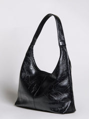 Grote Dames Schoudertas Glanzende Afwerking | Ruime Leren Look Tas met Pouch