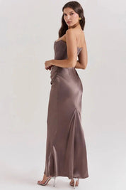 Satijnen Strapless Corset Maxi Jurk