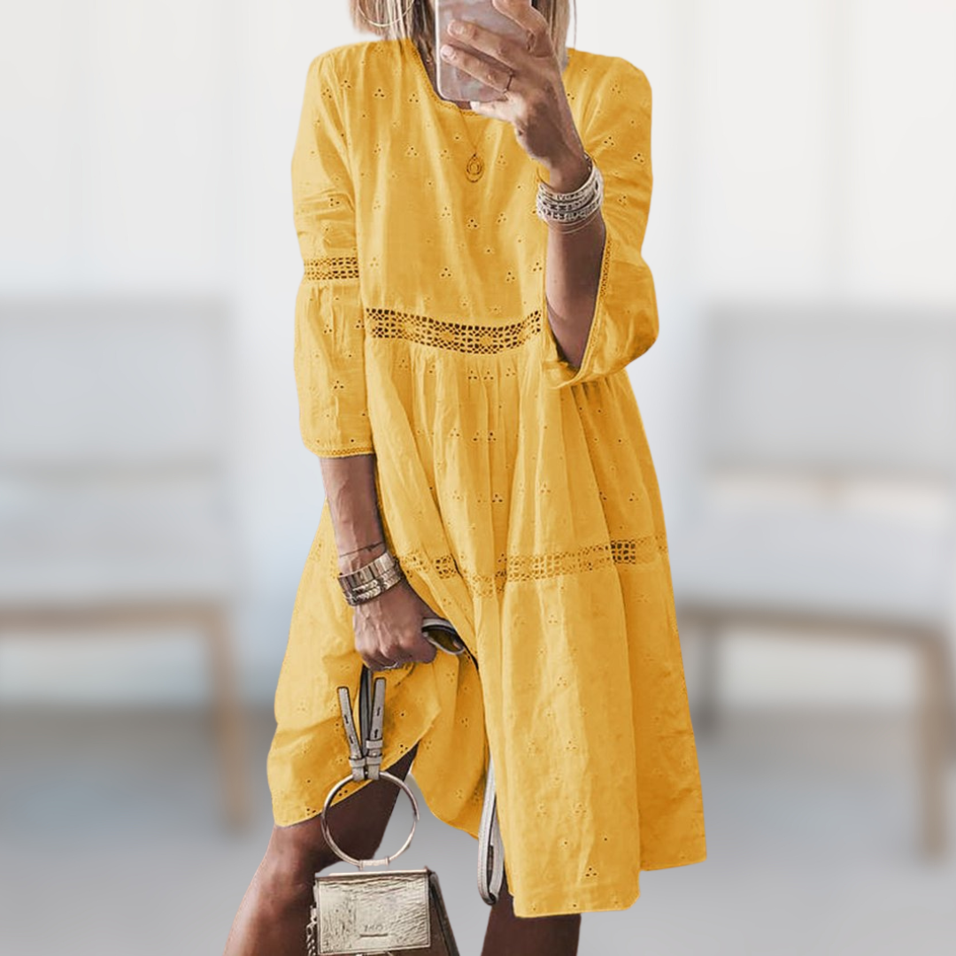 Women's summer dress with lace details and cutouts
