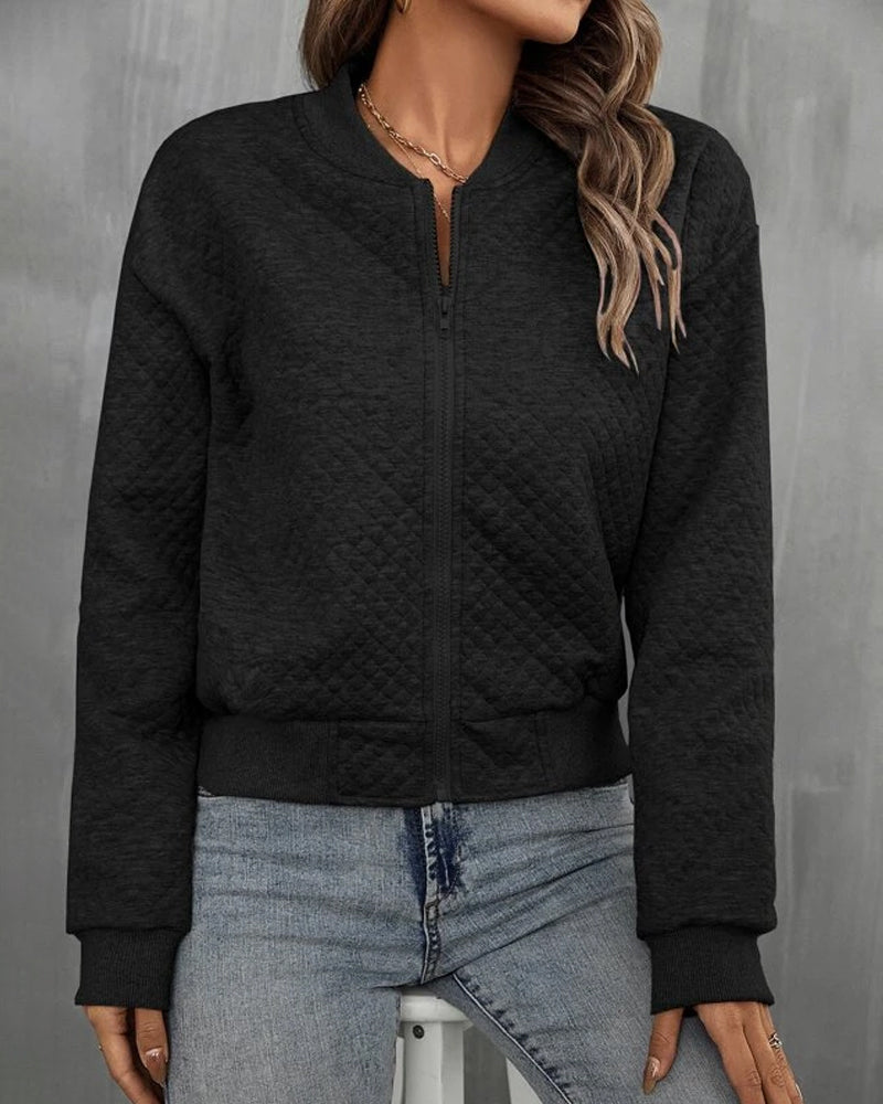 Gewatteerd dames vest met rits | Lichtgewicht jas met lange Mouwen
