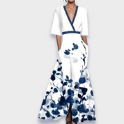 Maxi Jurk Dames Bloemenprint – Lange V-hals Jurk Zomer & Feest