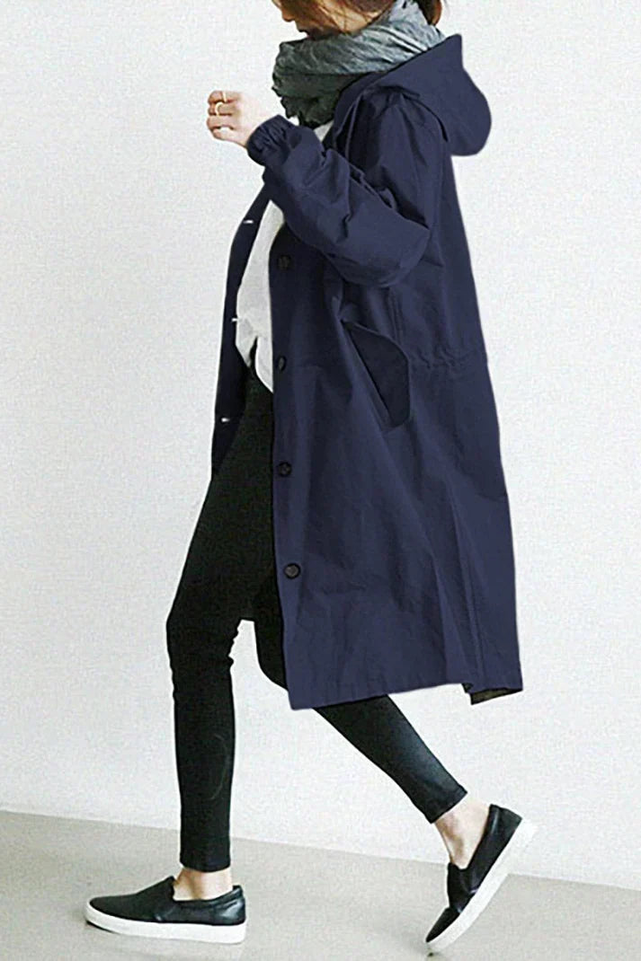 Damesjas met capuchon en knopen | Trenchcoat