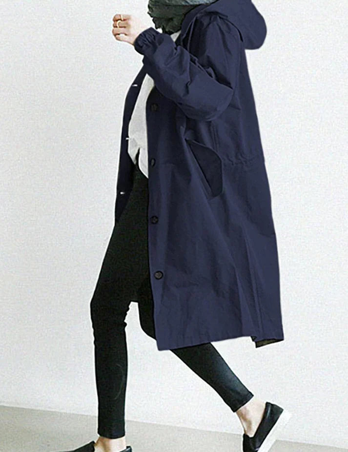 Damesjas met capuchon en knopen | Trenchcoat