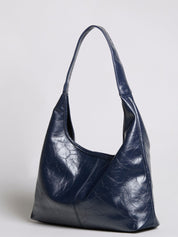 Grote Dames Schoudertas Glanzende Afwerking | Ruime Leren Look Tas met Pouch