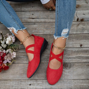 Women's ballerina flats with wedge heel and strap
