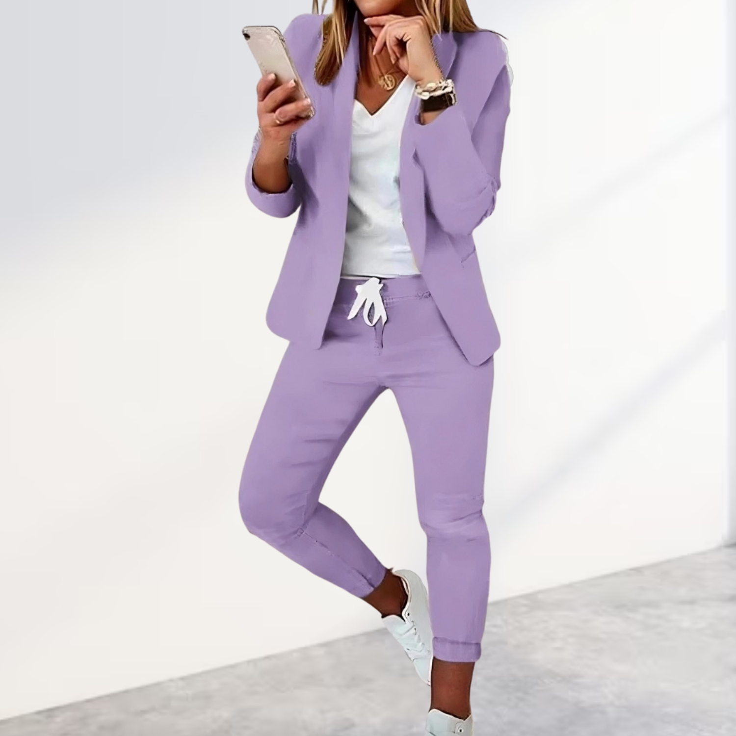 Dames pak 2-delig | Blazer met bijpassende broek in casual stijl