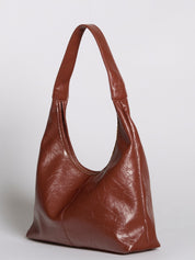 Grote Dames Schoudertas Glanzende Afwerking | Ruime Leren Look Tas met Pouch