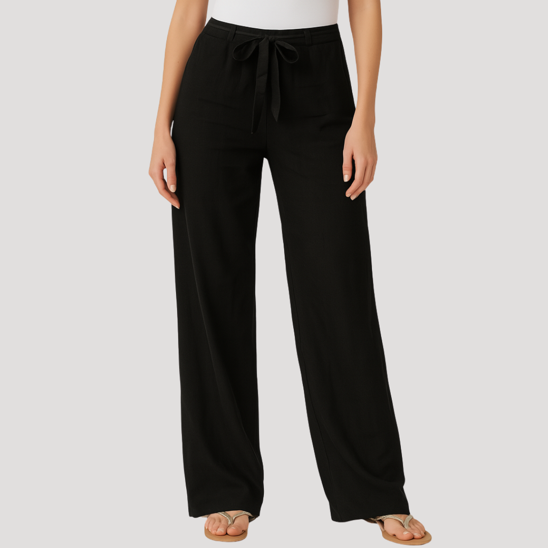 Dames linnen broek met trekkoord en elastische taille zomer