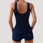 Dames zwempak met korte broek in blauw of zwart