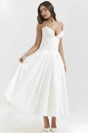 Corset Midi Jurk met Volle Rok