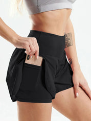Dames sportshorts high waist met zakken voor fitness