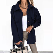 Dames Kort Jack Oversized met Opstaande Kraag | Shacket met Borstzakken