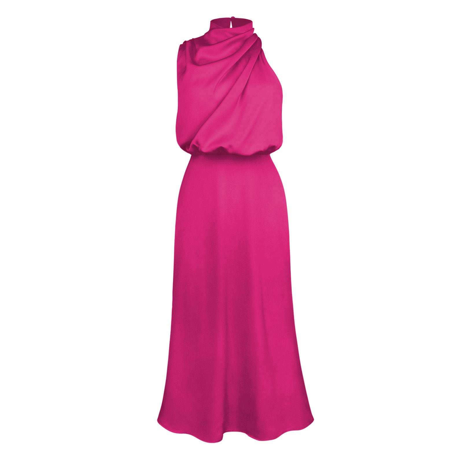 Dames maxi jurk met hoge kraag en neckholder