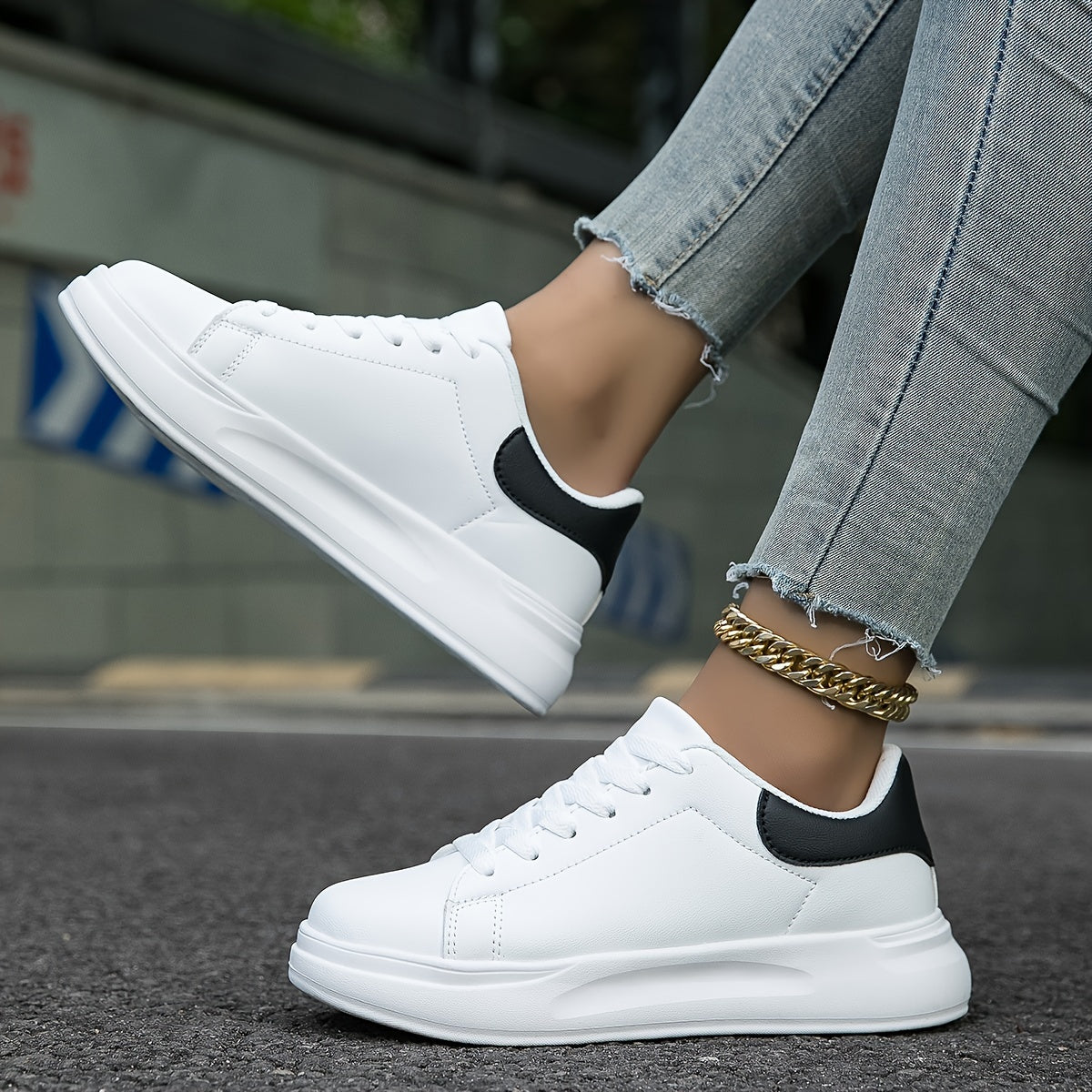 Dames sneakers | Comfortabele lage sportschoenen met dikke zool
