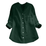 Luchtige dames blouse | Losvallende lange mouwen met borstzak