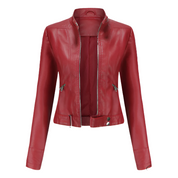 Dames leren jas met ritssluiting en steekzakken