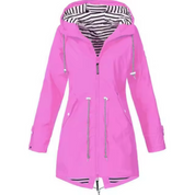 Dames regenjas met capuchon | Waterafstotende jas met trekkoord taille