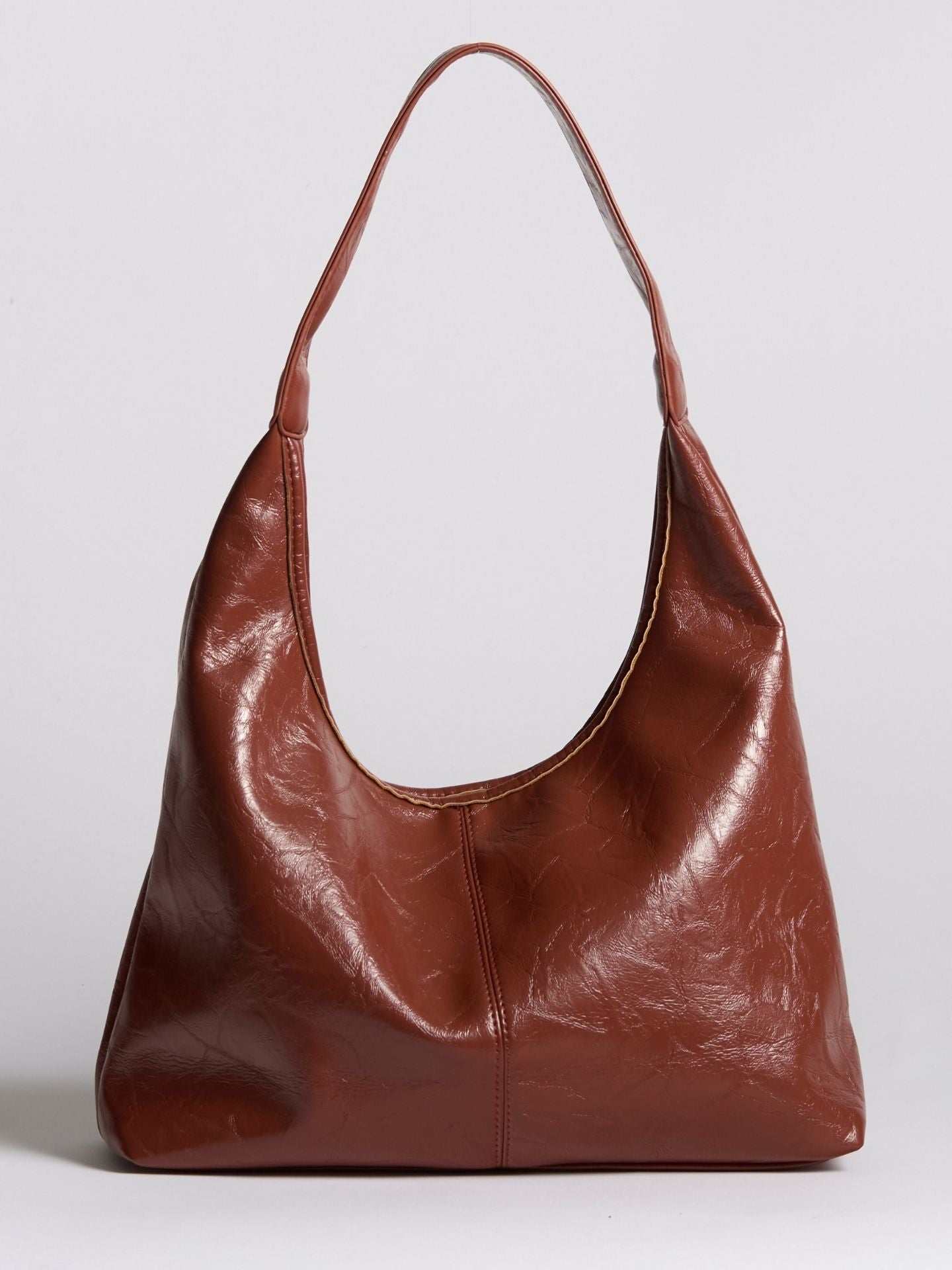 Grote Dames Schoudertas Glanzende Afwerking | Ruime Leren Look Tas met Pouch