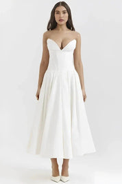 Corset Midi Jurk met Volle Rok