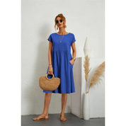 Dames zomerjurk midi met korte mouwen