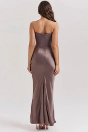 Satijnen Strapless Corset Maxi Jurk