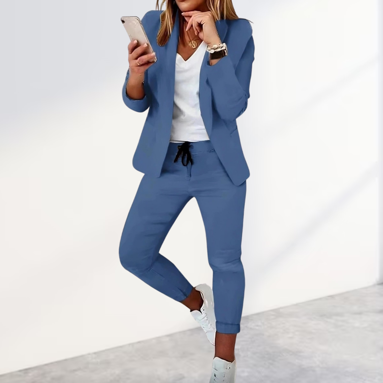 Dames pak 2-delig | Blazer met bijpassende broek in casual stijl