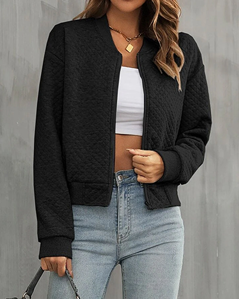 Gewatteerd dames vest met rits | Lichtgewicht jas met lange Mouwen