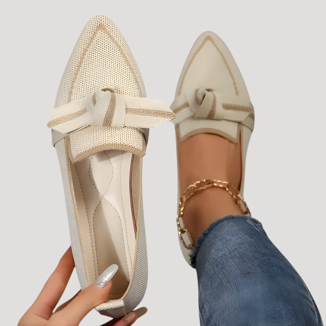 Dames ballerina's met strikdetail slip-on loafers